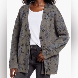 AllSaints Grey Khaki Green Camo Cardigan